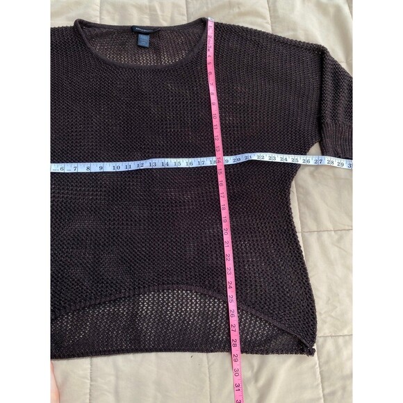 Ashley Steward Plus Sz 22/24 Brown Bronze Metallic Open Knit Pullover Lagenlook - Picture 9 of 10